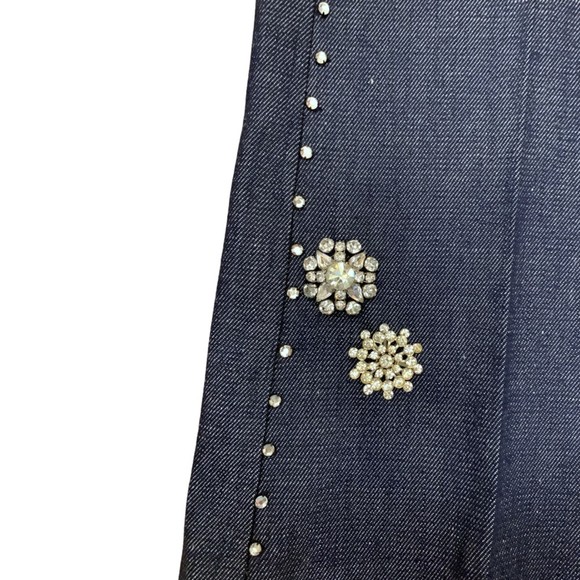Vintage Rhinestones Embellished Belted Straight Jeans High Rise Size 28 Dolly - Picture 11 of 13
